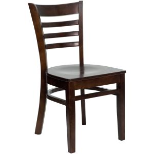 HUSKY Seating Ladder Back 800 LB Restaurant Chair with Wood Seat-Walnut Wood