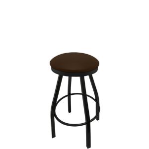 Heavy Duty SlimLine 500 LB Button Top Swivel Bar Stool with Black Powder Coat Frame - Espresso Vinyl