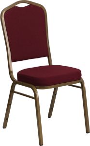 HUSKY Seating® 500 LB Commercial Fabric Banquet Stacking Chair with All Gold Frame-Burgundy