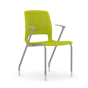 9to5 Seating Dash All Plastic 4-Leg Stacking 300 LB Guest Chair with Silver Frame and Gray Arms