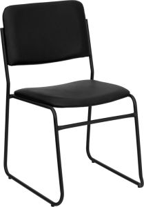 HUSKY Seating® 500 LB Black Vinyl Padded Commercial Stack Chair