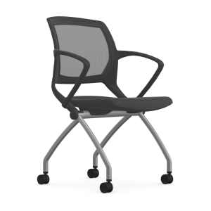 9to5 Seating Zoom 300 LB Nesting Guest Chair, Fixed Arms, Mesh Back with Plastic Seat