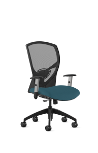 9to5 Seating Theory Mid-Back 300 LB Office Chair, Mesh Back, Upholstered Seat, Simple Synchro Control, Silver Two-Way Adjustable Arms