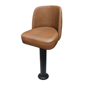 Tufted Back Bucket Seat 300 LB Floor Mount Black Pedestal Stool, Counter Height, Buckskin