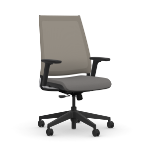 9to5 Seating Luna High Back Office Chair with Upholstered Seat and Mesh Back, Simple Synchro-Tilt Control, and Four Way Adjustable Armrests