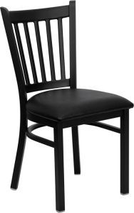 HUSKY Seating Vertical Back Black Metal 500 LB Restaurant Chair-Black