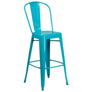 HUSKY Seating 500 LB 30" Indoor-Outdoor Metal Bar Stool-Crystal Teal-Blue