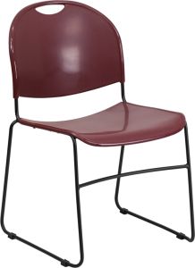 HUSKY Seating® 880 LB Compact Commercial Stack Chair with Sled Base-Burgundy