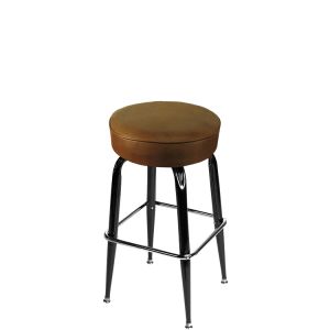 Heavy Duty 500 LB Button Top Swivel Bar Stool with Gloss Black Frame - Buckskin Vinyl
