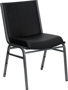 HUSKY Seating® 550 LB Commercial Stack Chair with Overstuffed Black Vinyl Seat