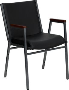 HUSKY Seating® 550 LB Commercial Stack Chair with Overstuffed Black Vinyl Seat and Arms