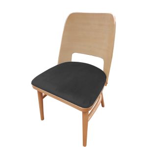 Aurora 300 LB Restaurant Chair with Natural Finish Wood Back and Frame and Black Vinyl Seat