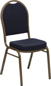 HUSKY Seating® 500 LB Traditional Stacking Banquet Restaurant Chair with Patterned Fabric Upholstery-Navy Blue