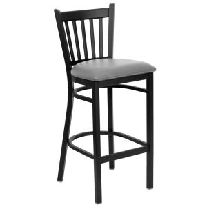 HUSKY Seating Heavy Duty 500 LB Restaurant Bar Stool with Vert Back & Padded Seat-Custom Vinyl