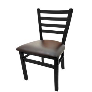 Heavy Duty 300 LB XL Ladderback Metal Frame Restaurant Chair with Espresso Vinyl Seat
