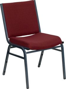 HUSKY Seating® 550 LB Commercial Stack Chair with Overstuffed Fabric Seat-Burgundy