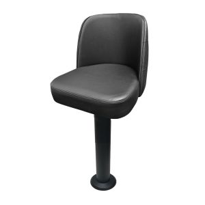 Tufted Back Bucket Seat 300 LB Floor Mount Black Pedestal Stool, Counter Height, Black