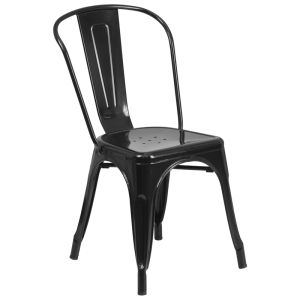 HUSKY Seating 500 LB Stackable Indoor-Outdoor Bistro Style Metal Chair-Black