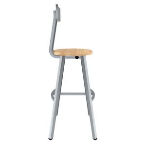 NPS® 30" Titan 1000 LB Stool, Solid Wood Seat with Backrest, Grey Frame