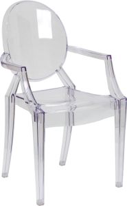 HUSKY Seating® Ghost 700 LB Transparent Indoor-Outdoor Stacking Event Chair with Arms