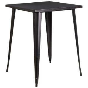 HUSKY Seating® 31.5" Square Bar Height Indoor-Outdoor Metal Restaurant Table-Black