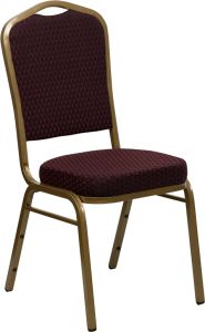 HUSKY Seating® 500 LB Commercial Fabric Banquet Stacking Chair with All Gold Frame-Burgundy Version 2