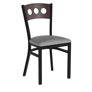 HUSKY Seating Heavy Duty 500 LB Restaurant Chair with Walnut Tri-Circle Back-Gray