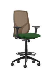 9to5 Seating Vault Mesh Mid-Back Bar Height 300 LB Office Stool, Adjustable Back, Seat Slider, Simple Synchro Tilt Control, 10-Way Adjustable Arm