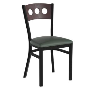 HUSKY Seating Heavy Duty 500 LB Restaurant Chair with Walnut Tri-Circle Back-Green