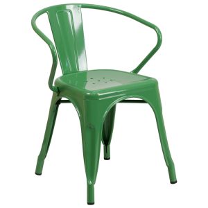 HUSKY Seating 500 LB Stackable Indoor-Outdoor Mid-Back Bistro Style Metal Chair-Green