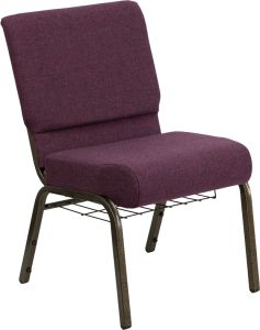 HUSKY Seating® 800 LB Heavy Duty Auditorium Chair with Ganging & Book Rack - 21" Wide-Plum
