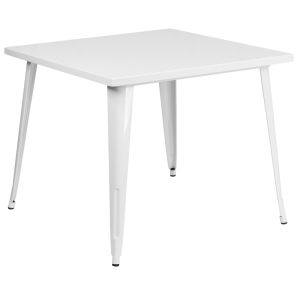 HUSKY Seating® 35.5" Square Metal Indoor-Outdoor Restaurant Table-White