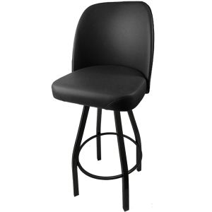 Heavy Duty 500 LB Swivel Bucket Bar Stool with Black Powder Coat Frame - Black Vinyl