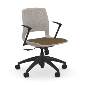 9to5 Seating Dash 300 LB Swivel Tilt Task Chair with Upholstered Seat, Black Arms