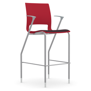 9to5 Seating Vox 300 LB Bar Height Stool, Upholstered Seat, Cloud Gray Arms