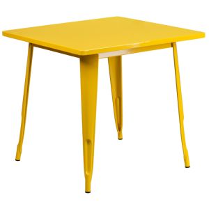 HUSKY Seating® 31.5" Square Metal Indoor-Outdoor Table-Yellow