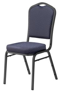 2 PACK National Public Seating 9300 Series Silhouette Back Fabric Padded Stacking 500 LB Banquet Chair - Silver Vein Frame -  Diamond Navy Fabric