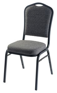 2 PACK National Public Seating 9300 Series Silhouette Back Fabric Padded Stacking 500 LB Banquet Chair - Black Sandtex Frame - Natural Greystone Fabric