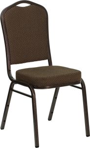 HUSKY Seating® 500 LB Brown Fabric Banquet Stacking Chair with Copper Vein Frame
