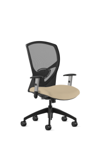9to5 Seating Theory Mid-Back 300 LB Office Chair, Mesh Back, Upholstered Seat, Full Synchro Control, Silver Two-Way Adjustable Arms