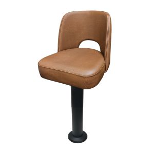 Cutout Back Bucket Seat 300 LB Floor Mount Black Pedestal Stool, Counter Height, Buckskin
