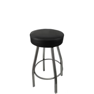 Heavy Duty XL Series 500 LB Oversized Button Top Swivel Bar Stool with Clear Coat Frame - Black Vinyl