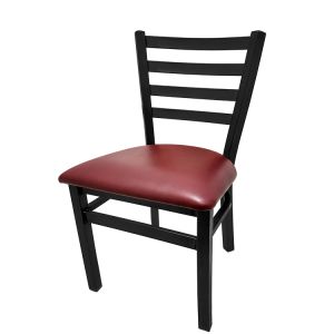 Heavy Duty 300 LB XL Ladderback Metal Frame Restaurant Chair with Wine Vinyl Seat