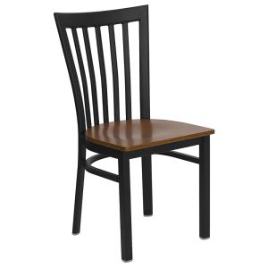 HUSKY Seating Heavy Duty 500 LB School House Back Metal Restaurant Chair with Wood Seat- Cherry