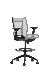 9to5 Seating Cydia 300 LB Mesh Mid-Back Bar Height Office Stool, Swivel Tilt Control, 6-Way Adjustable T-Arms
