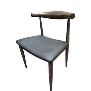 Elbow 300 LB Restaurant Chair with Driftwood Faux Wood Grain on Metal Frame and Black Vinyl Seat