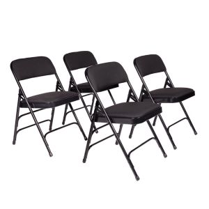 4 PACK HUSKY Seating® 500 LB Fabric Padded Heavy Duty Folding Chair - Black
