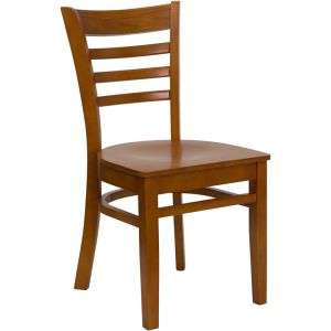 HUSKY Seating Ladder Back 800 LB Restaurant Chair with Wood Seat-Cherry Wood