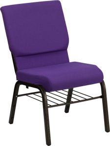 HUSKY Seating® 800 LB Heavy Duty Ganging Auditorium Chair - Gold Vein & Book Rack-Purple