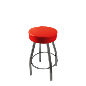 Heavy Duty 500 LB Button Top Swivel Bar Stool with Clear Coat Frame - Counter Height - Red Vinyl